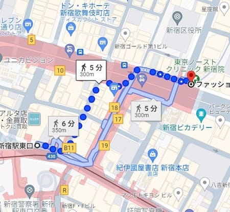 東京ノーストクリニック新宿院のアクセス